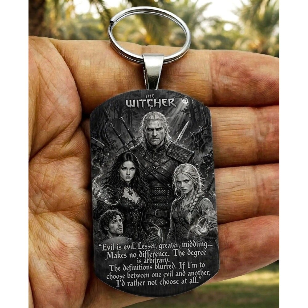 Tv Series Witcher Fiction Movie Art Horror Stainless Keychain Warrior Wolf Fight